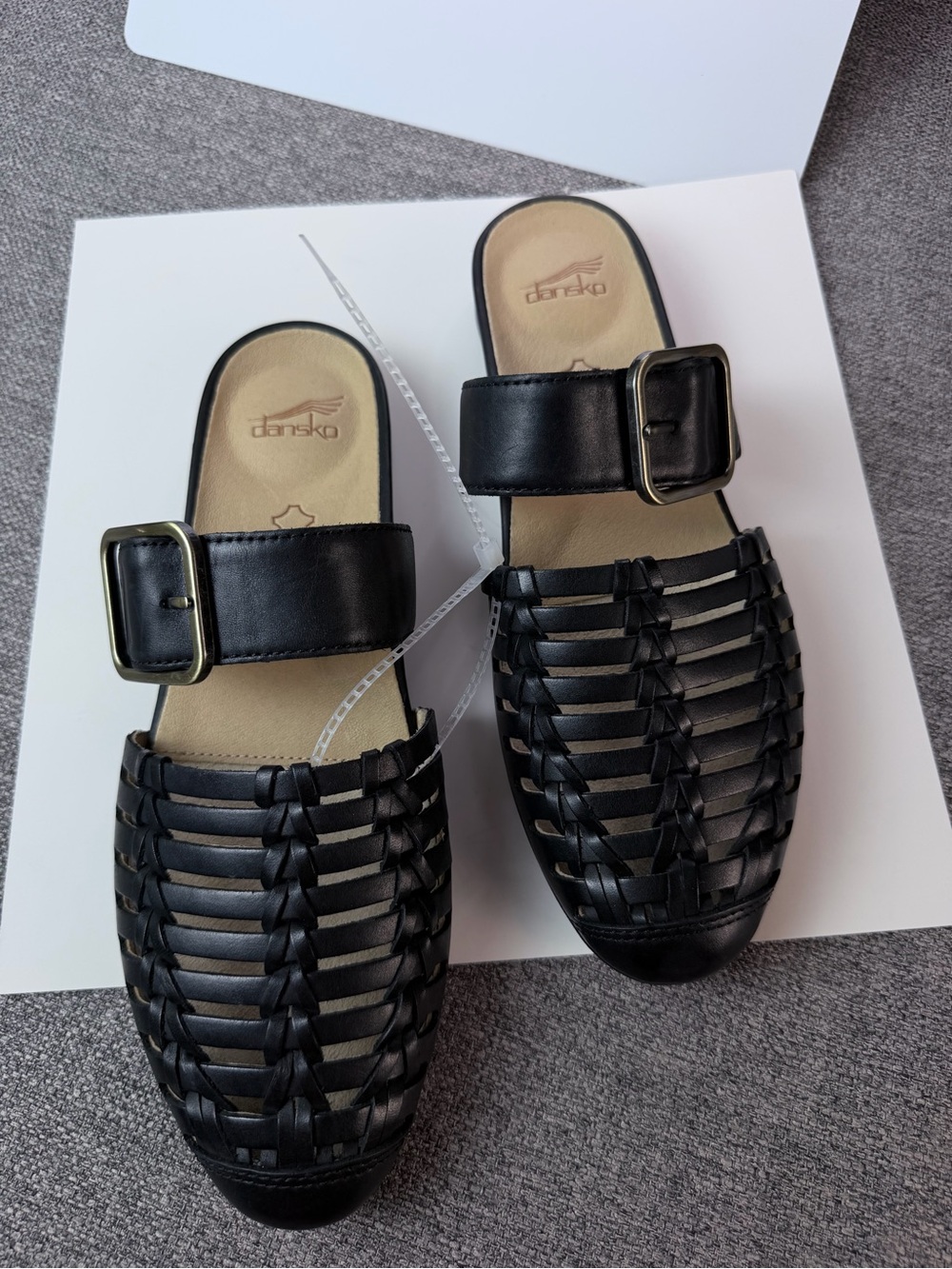 Dansko Black Woven Mule Slides with Buckle - Picture 3 of 10